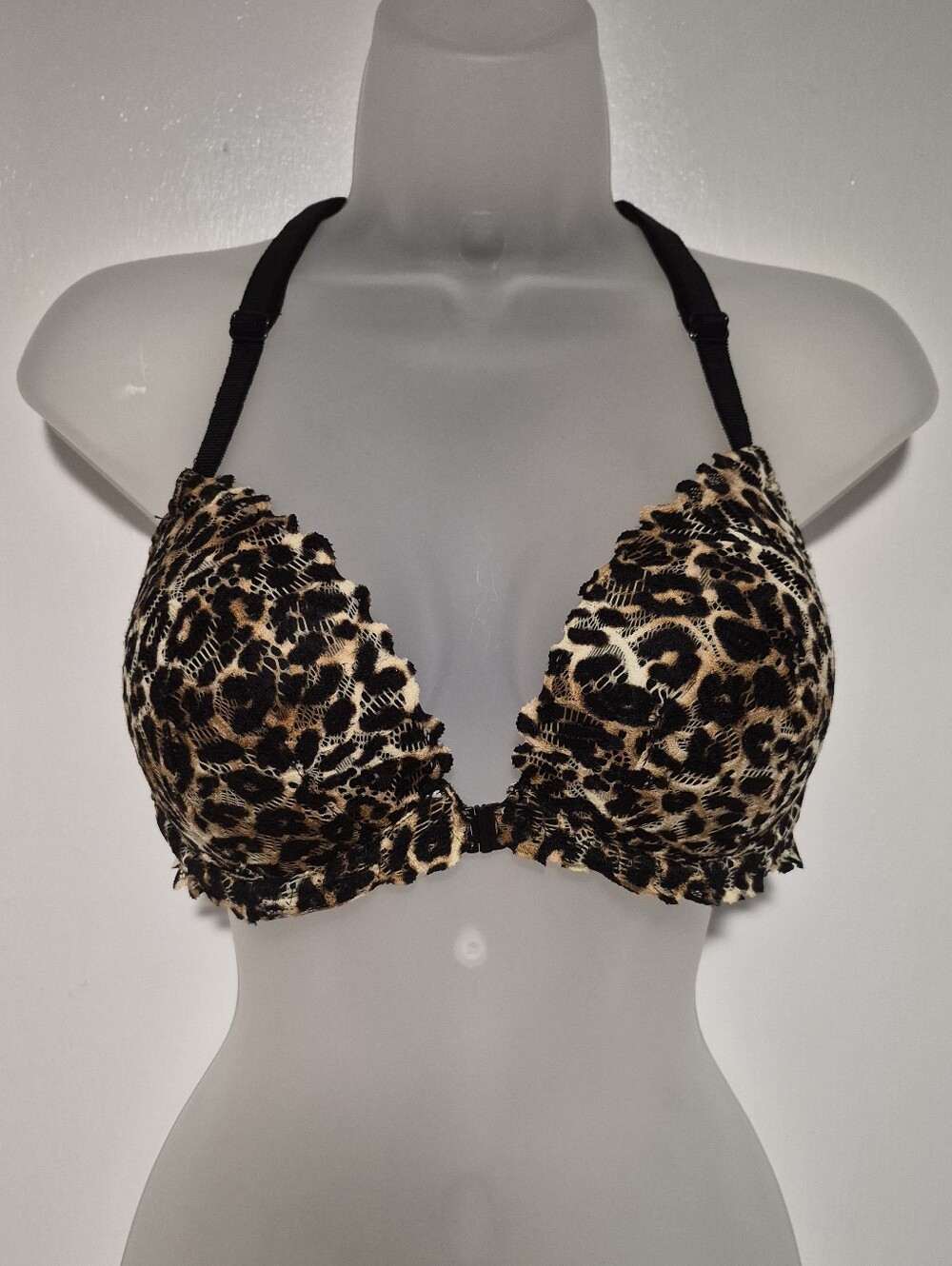 🆕️PINK Victoria's Secret Lace Leopard Push-Up Bra, Sz 34DD